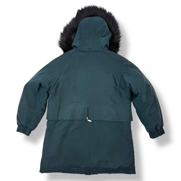 Vintage 90's deep cyan microsuede water repellant coat with fox fur trim hood - Picture 4 of 16